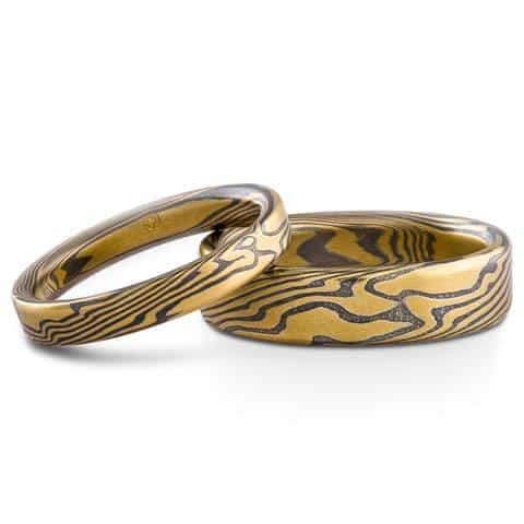 Lively Twist Pattern Mokume Ring