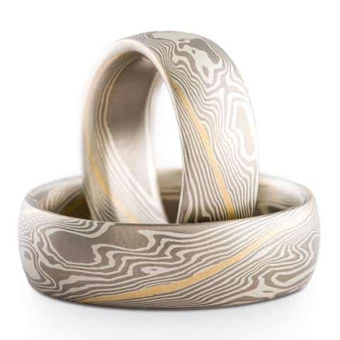 Alpine Mokume Rings with Etched Finish