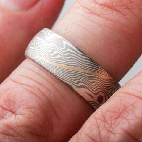 Alpine Mokume Rings with Etched Finish - Image 7