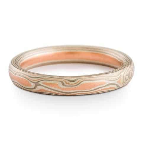 Delicate Mokume Gane Ring in Woodgrain Pattern - Image 3