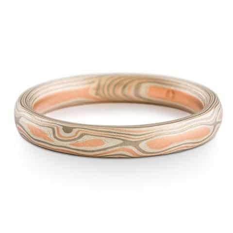Delicate Mokume Gane Ring in Woodgrain Pattern - Image 2