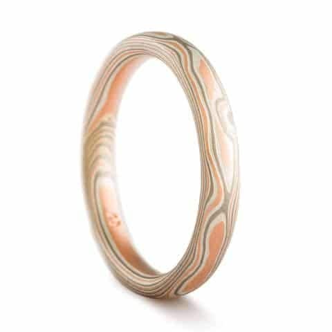 Delicate Mokume Gane Ring in Woodgrain Pattern - Image 4