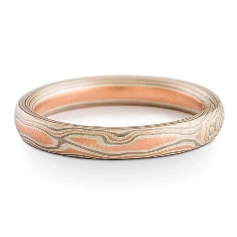 Beautiful Bypass Mokume Ring Set with Diamond - Image 4