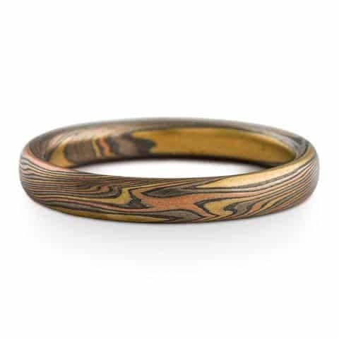 Hand Crafted Mokume Wedding Band Set - Image 2