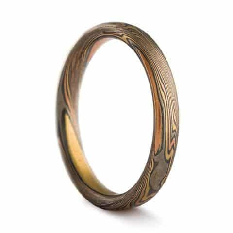 Hand Crafted Mokume Wedding Band Set - Image 3