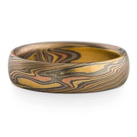 Hand Crafted Mokume Wedding Band Set - Image 4