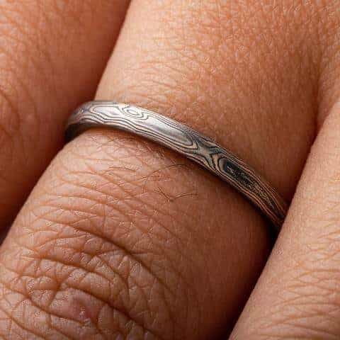 Dainty Mokume Gane Ring or Wedding Band - Image 5