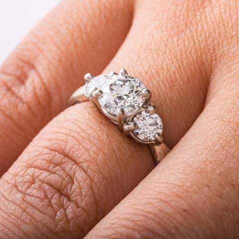 Prong Set Diamond Mokume Engagement Ring - Image 4