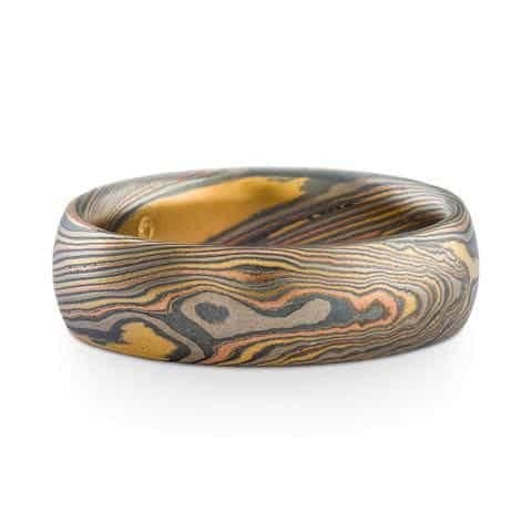 Rustic Twist & Firestorm Mokume Ring Set - Image 3