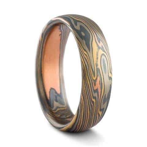 Rustic Twist & Firestorm Mokume Ring Set - Image 2