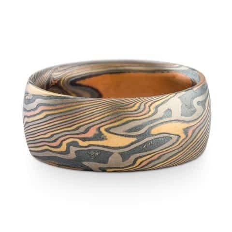 Rustic Twist & Firestorm Mokume Ring Set - Image 5