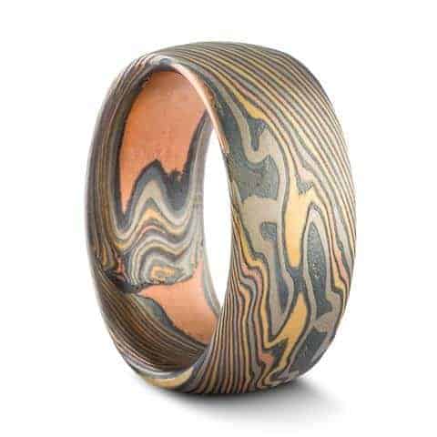 Rustic Twist & Firestorm Mokume Ring Set - Image 4