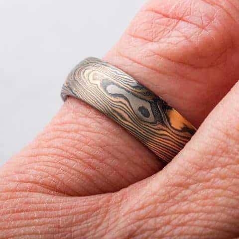 Rustic Twist & Firestorm Mokume Ring Set - Image 6