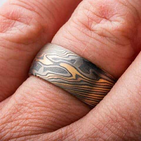 Rustic Twist & Firestorm Mokume Ring Set - Image 7