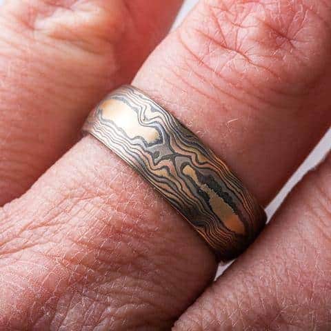 Organic Mokume Gane Wide Ring - Image 5