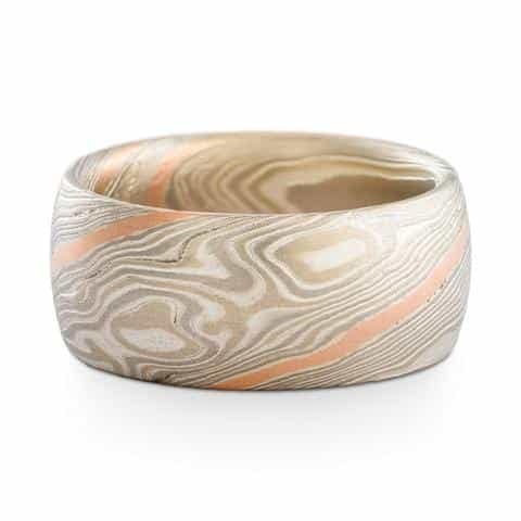 Elegant Red Gold Stratum Mokume Ring - Image 3