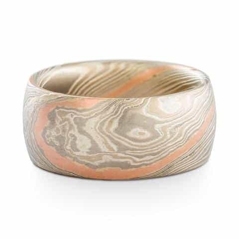 Elegant Red Gold Stratum Mokume Ring - Image 2