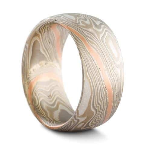 Elegant Red Gold Stratum Mokume Ring - Image 4