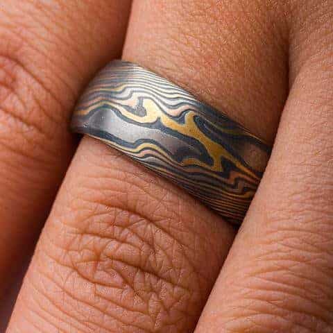 Bespoke Mokume Diamond Ring Set - Image 10