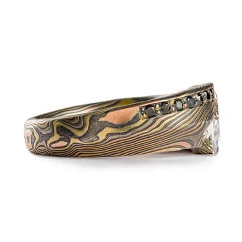 Bespoke Mokume Diamond Ring Set - Image 4