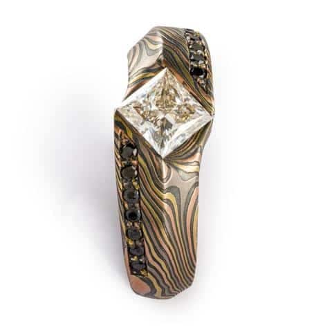Bespoke Mokume Diamond Ring Set - Image 5