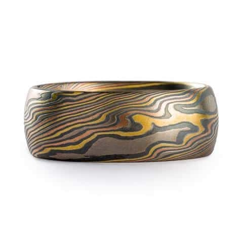 Bespoke Mokume Diamond Ring Set - Image 6