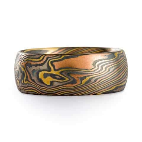Bespoke Mokume Diamond Ring Set - Image 7