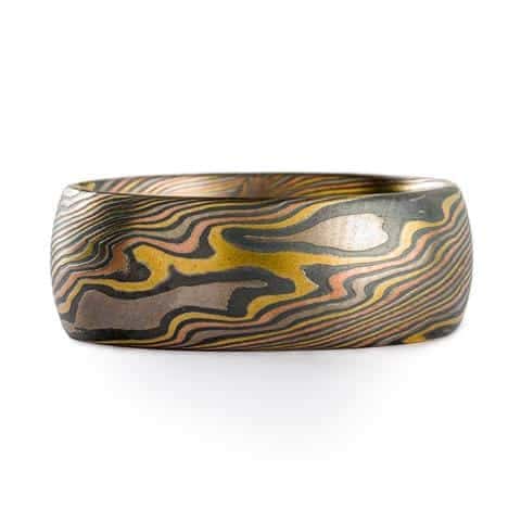 Bespoke Mokume Diamond Ring Set - Image 8