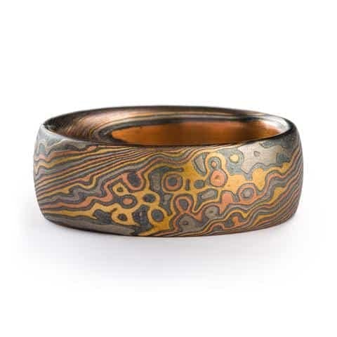 Woodsy Mokume Gane Ring in Twist/Droplet Pattern - Image 2