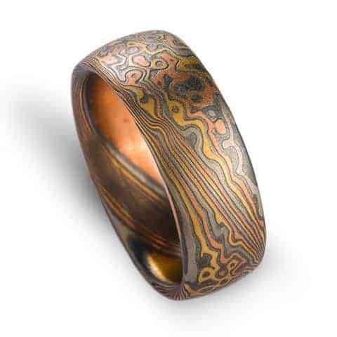 Woodsy Mokume Gane Ring in Twist/Droplet Pattern - Image 4