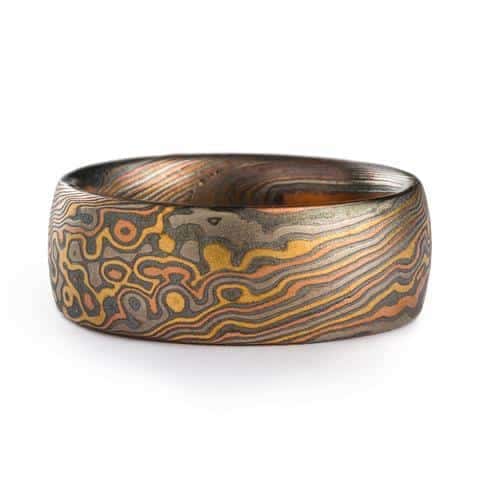 Matching Wedding Band Set in Twist/Droplet Pattern - Image 2