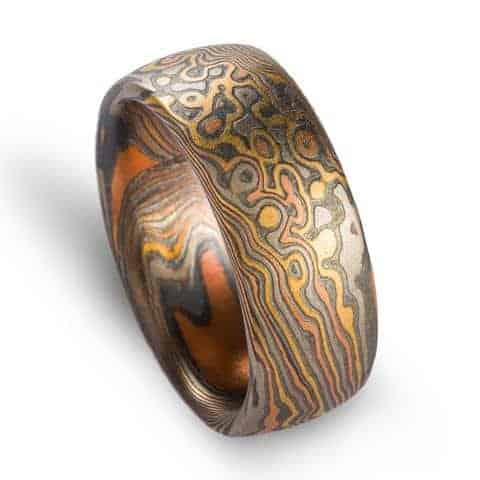 Matching Wedding Band Set in Twist/Droplet Pattern - Image 3