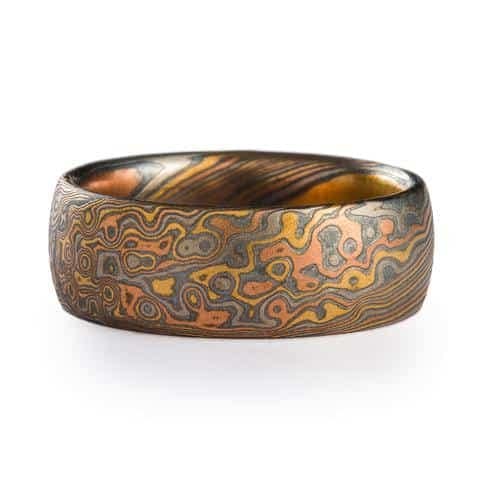 Matching Wedding Band Set in Twist/Droplet Pattern - Image 4