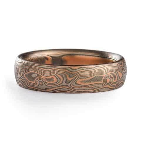 Woodsy Mokume Gane Ring in Oxidized Embers Palette - Image 2