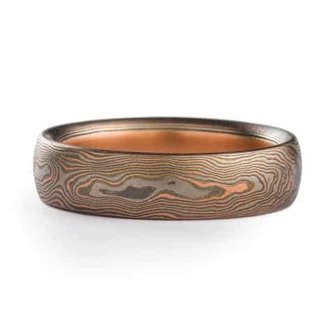 woodgrain mokume gane ring in heirloom