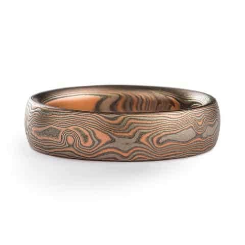 Woodsy Mokume Gane Ring in Oxidized Embers Palette - Image 3