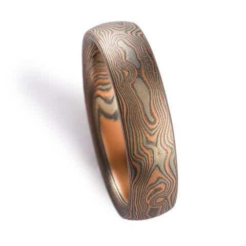 Woodsy Mokume Gane Ring in Oxidized Embers Palette - Image 4