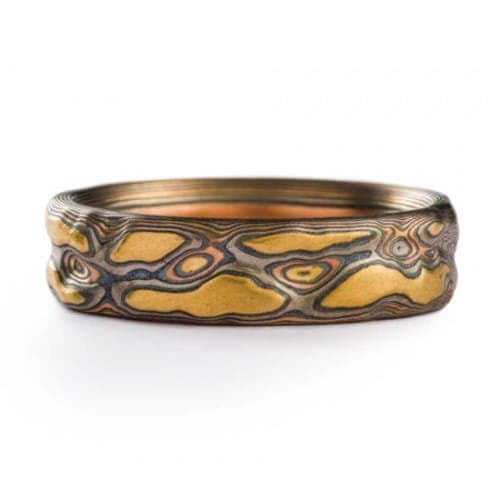 Mokume Gane Diamond Ring Set - Image 4