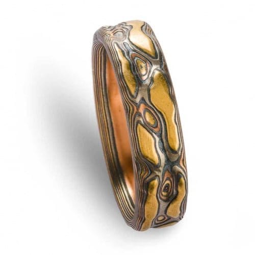 Mokume Gane Diamond Ring Set - Image 3