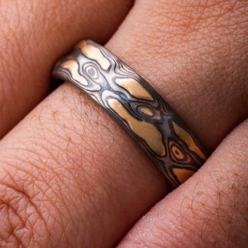 Mokume Gane Diamond Ring Set - Image 6