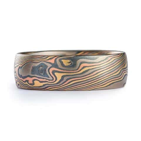 4 Color Mokume Gane Ring with Twist Pattern