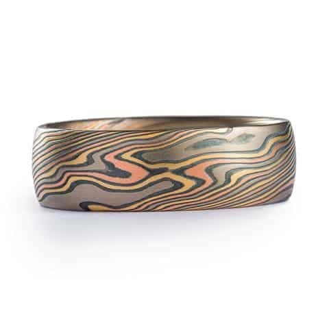 4 Color Mokume Gane Ring with Twist Pattern - Image 3