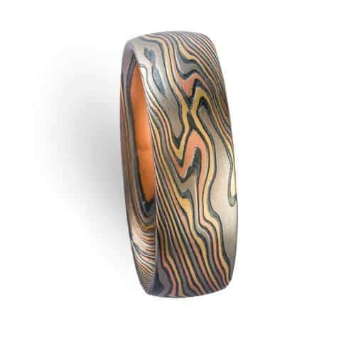 4 Color Mokume Gane Ring with Twist Pattern - Image 4