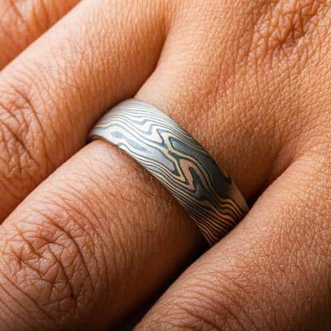4 Color Mokume Gane Ring with Twist Pattern - Image 5