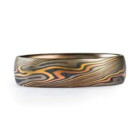 Mokume Gane Band in Colorful Gold Pallette