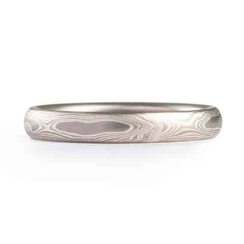 Alpine Mokume Gane Wedding Band in Woodgrain Pattern - Image 2