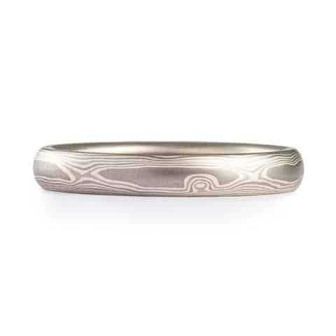 Alpine Mokume Gane Wedding Band in Woodgrain Pattern - Image 3