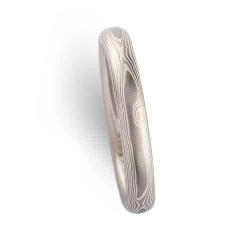 Alpine Mokume Gane Wedding Band in Woodgrain Pattern - Image 4