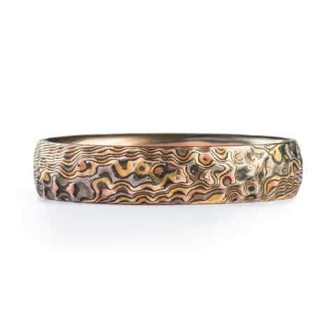 Rugged Mokume Band Set with Hammered Finish - Image 4