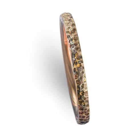 Dainty Earthen Mokume Ring with Hammered Finish - Image 4